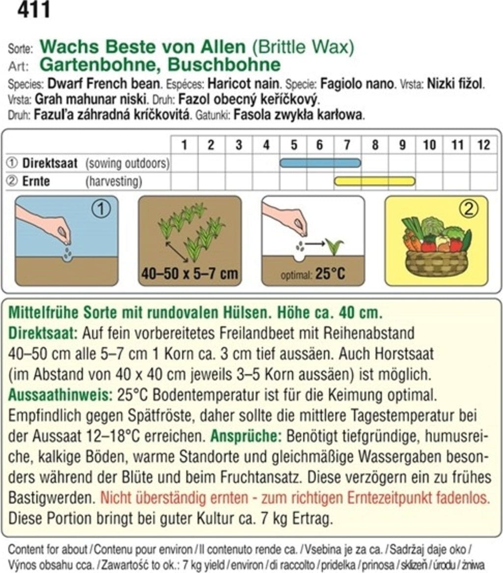  Buschbohne "Wachs Beste Von Allen"