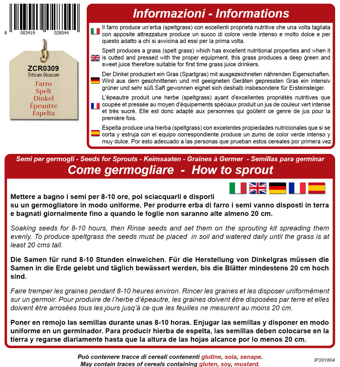  Bio Keimsprossen "Dinkel", 80 G