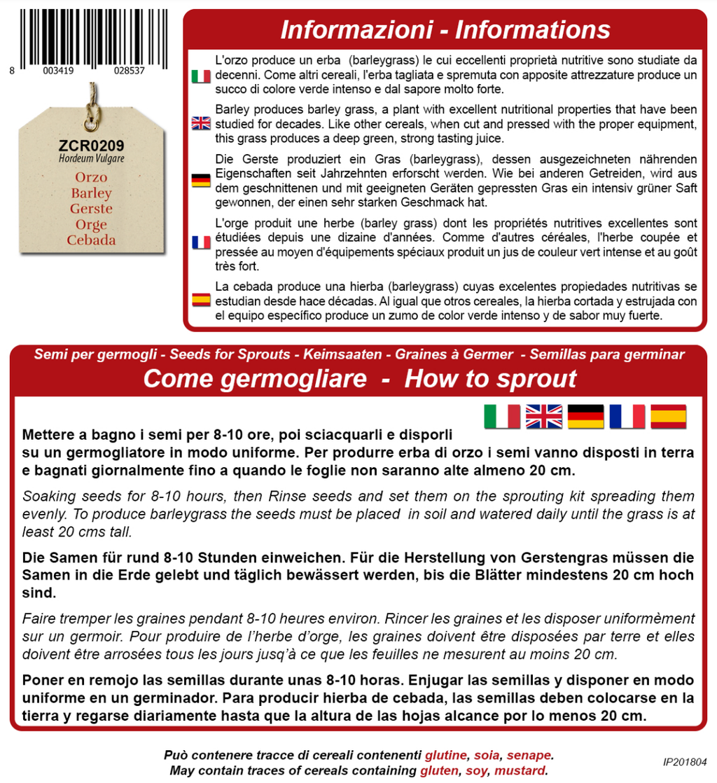  Bio Keimsprossen "Gerste", 600 G