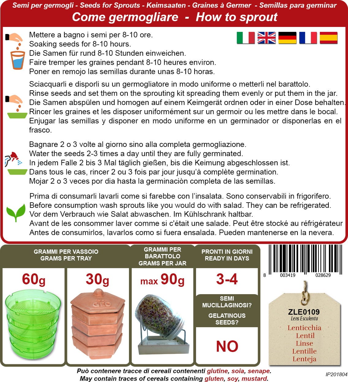  Bio Keimsprossen "Linse", 600 G