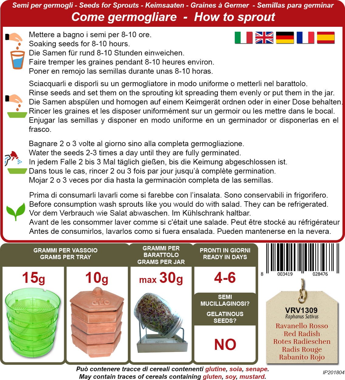  Bio Keimsprossen "Rotes Radieschen", 15 G