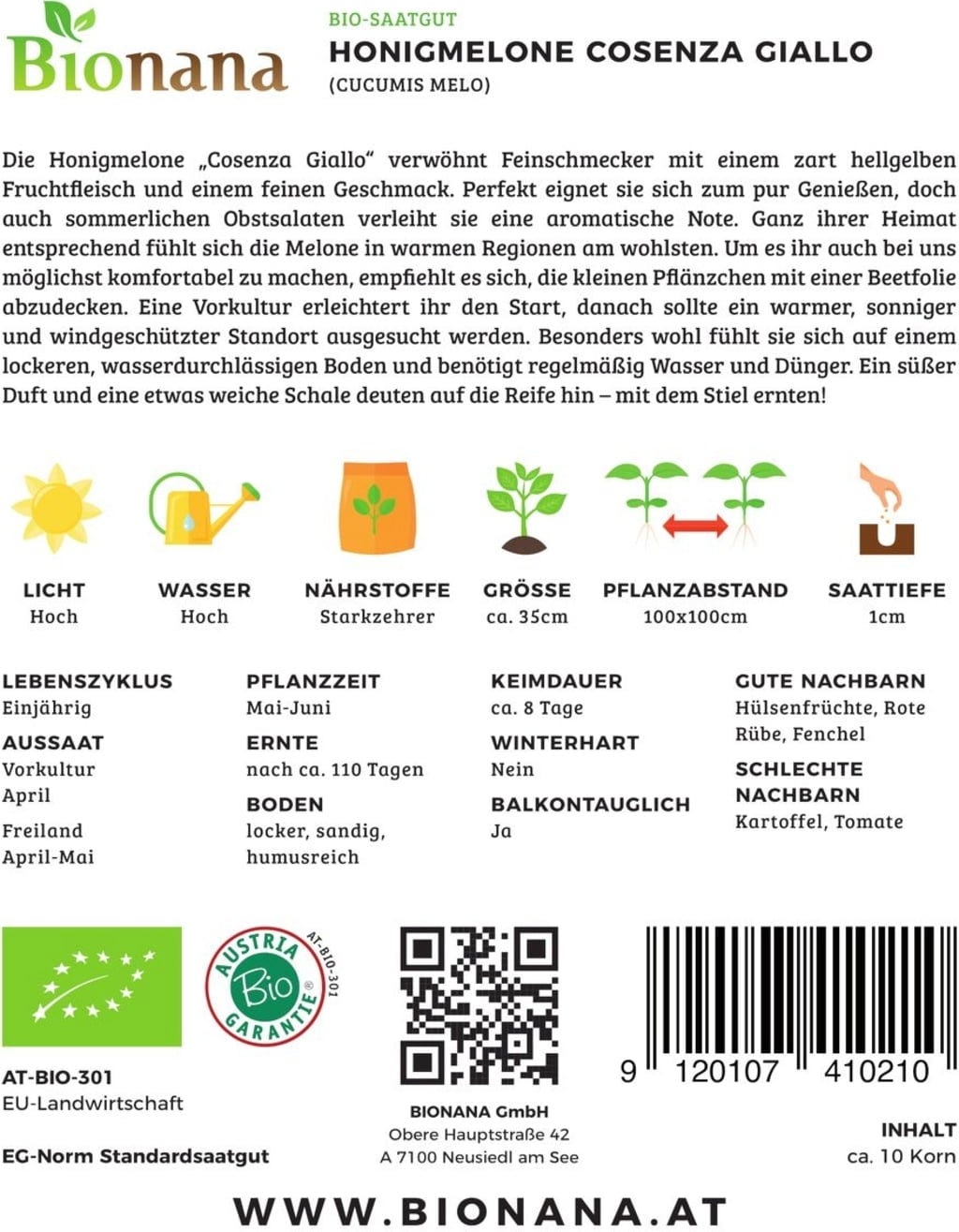  Bio Honigmelone „Cosenza Giallo“
