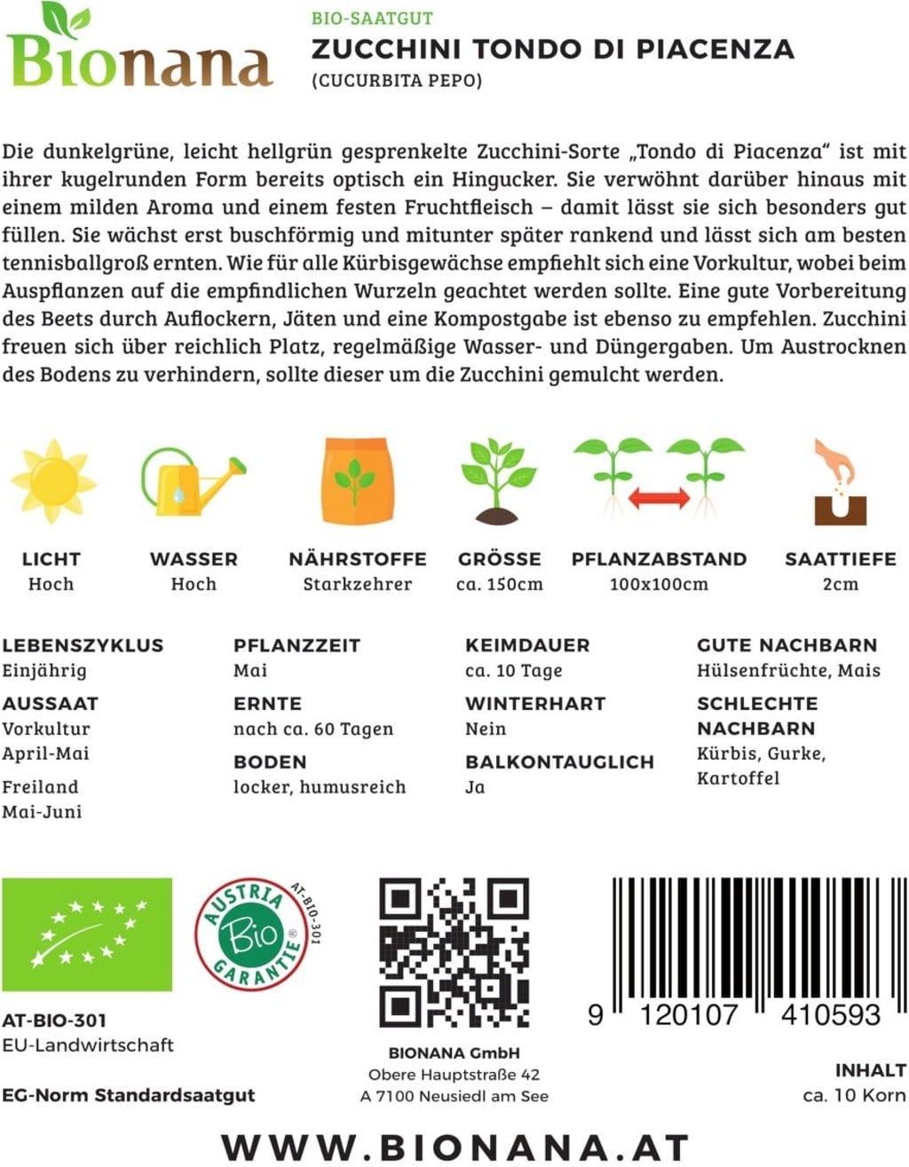  Bio Zucchini „Tondo Di Piacenza“