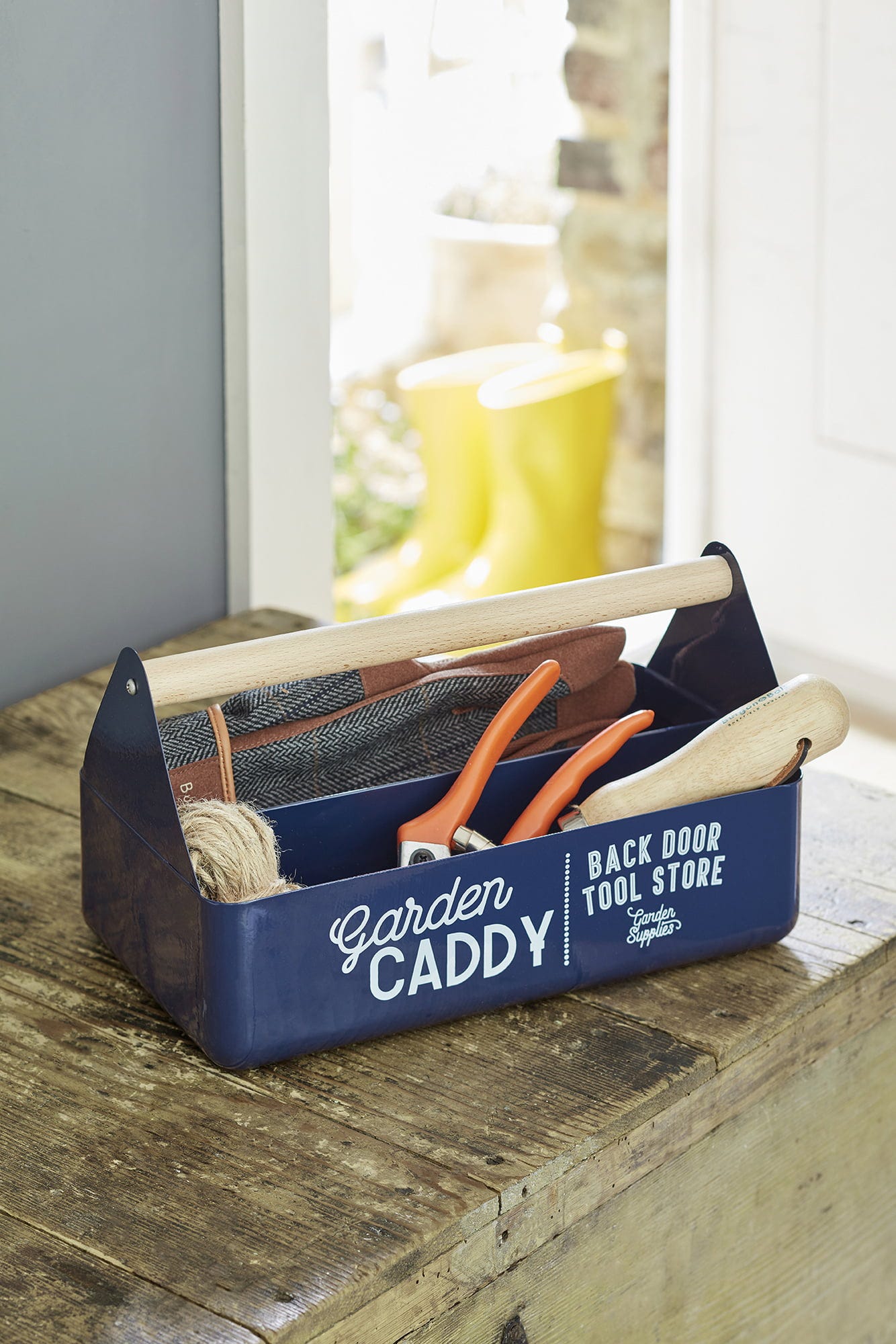  Garten-Caddy Mit Holzgriff , Atlantikblau