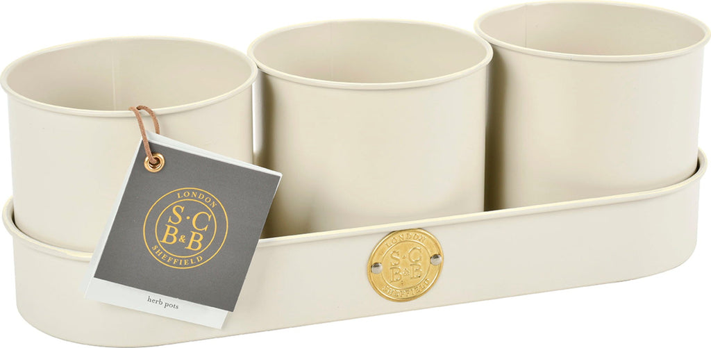  Kräutertöpfe Set - Creme