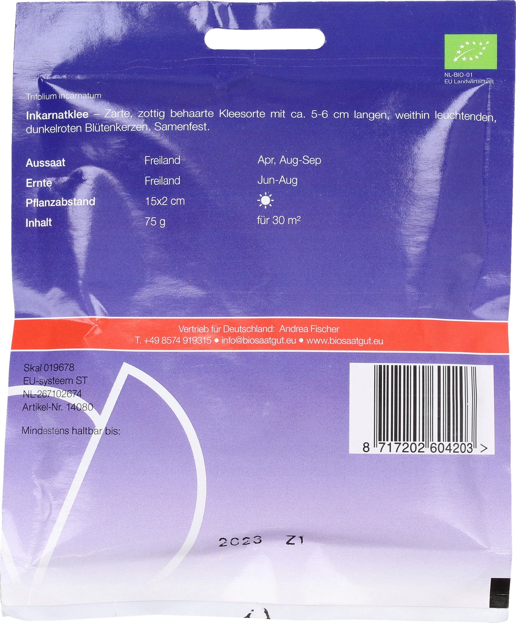  Gründünger Inkarnatklee, 75 G