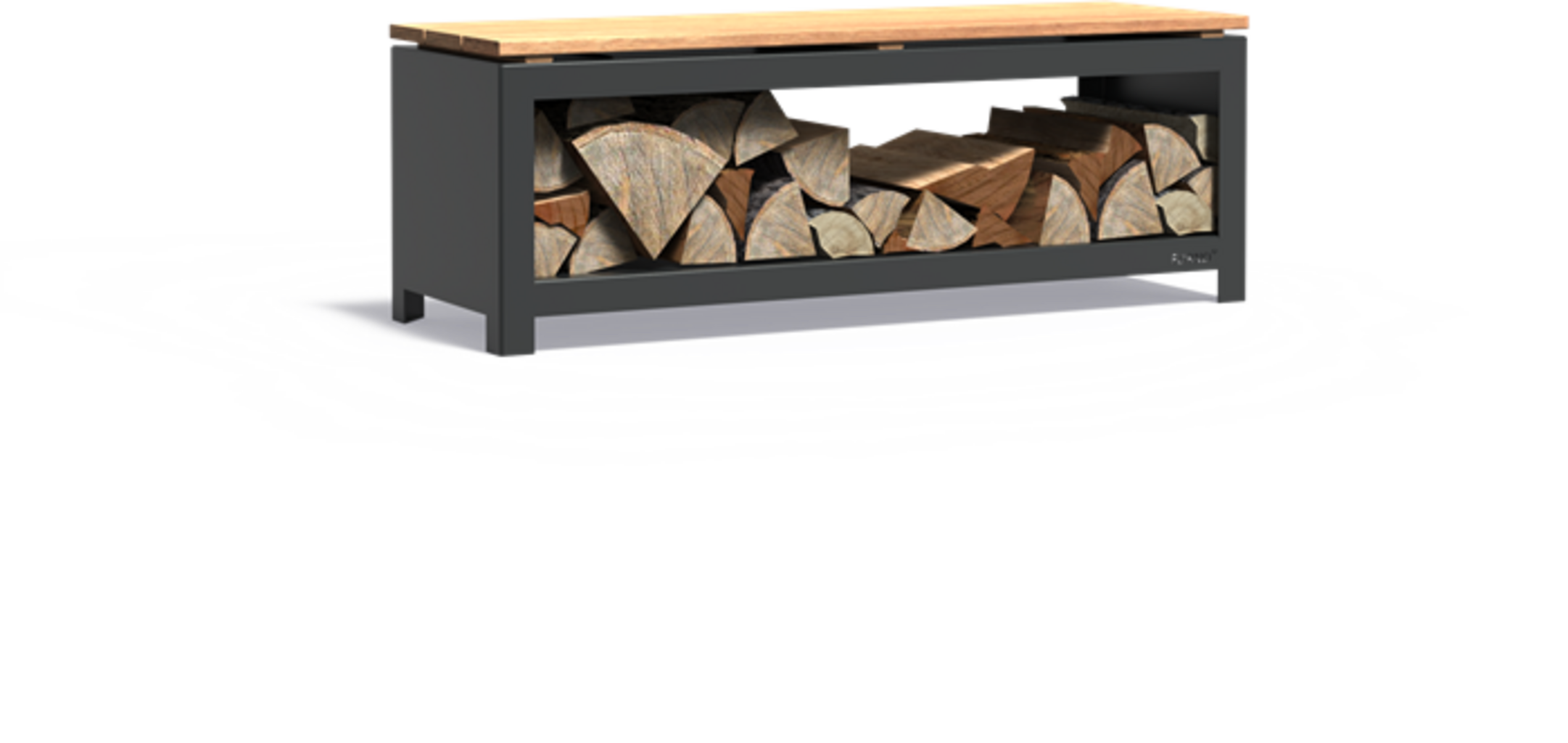  Holzaufbewahrung Mit Sitzfläche - Beschichtet, 120 X 40 X 43 Cm