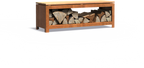  Holzaufbewahrung Mit Sitzfläche - Cortenstahl, 120 X 40 X 43 Cm