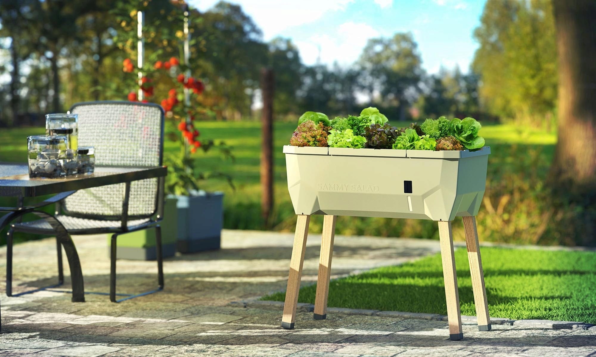  Hochbeet SAMMY SALAD Mit Wassertank & Haube, Hellgrau