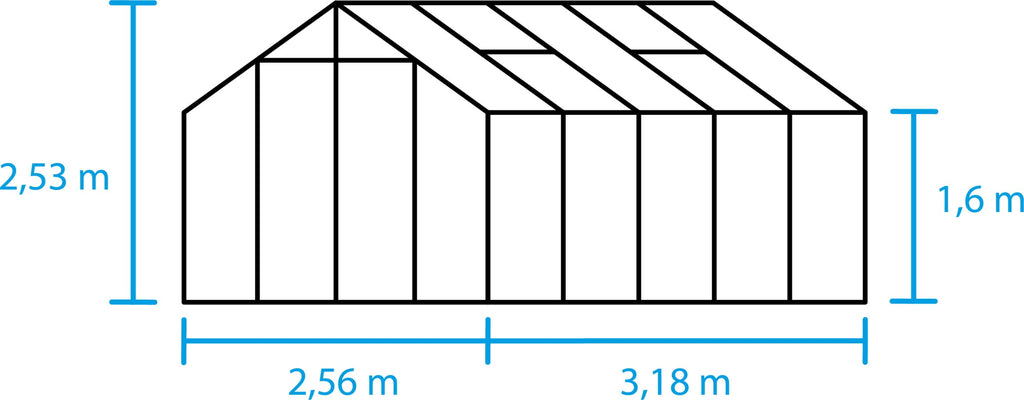Halls Gewächshaus "Blockley", 8,1 M²