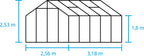 Halls Gewächshaus "Blockley", 8,1 M²