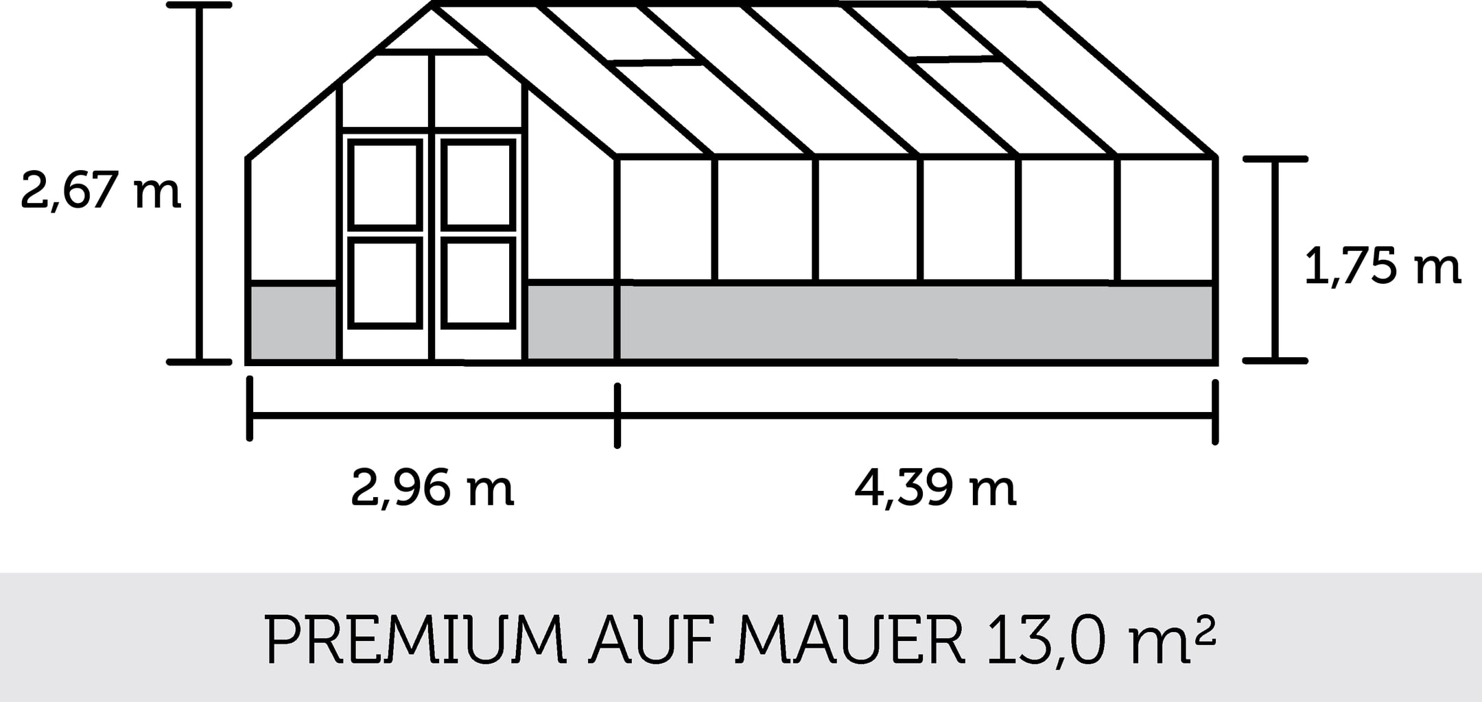 Juliana Gewächshaus Premium - Anthrazit Für Mauer 13 M²- 3 Mm ESG