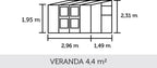 Juliana Gewächshaus Veranda - Anthrazit, 4,4 M²