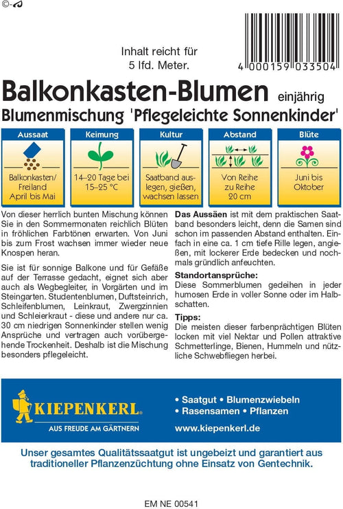  Balkonkasten-Saatbänder "Pflegeleichte Sonnenkinder"