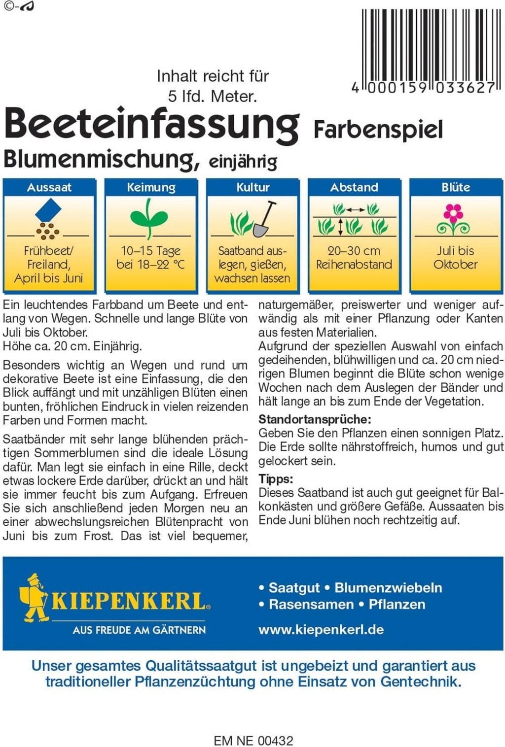  Beeteinfassung "Farbenspiel" - Saatband