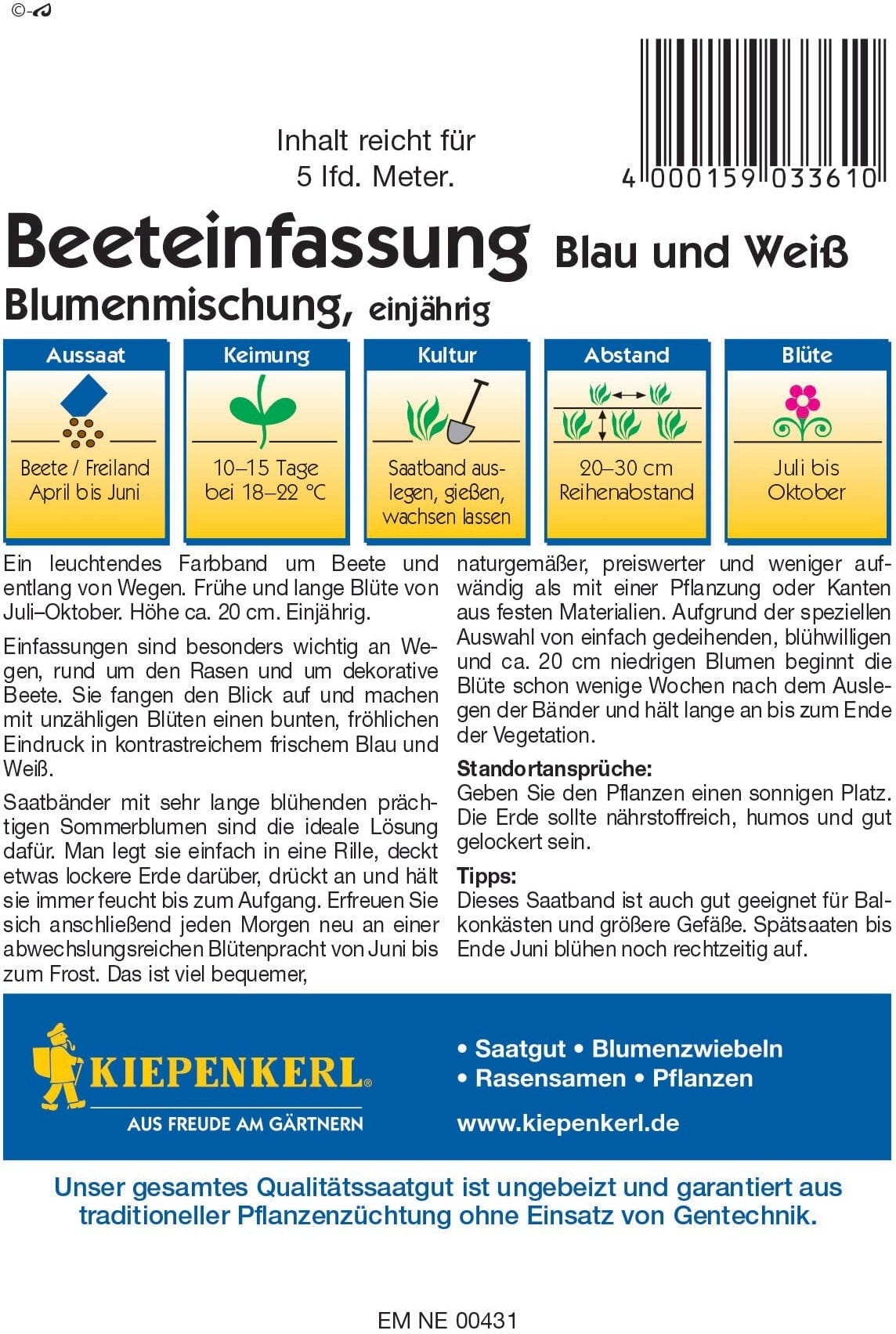  Beeteinfassungsmischung Blau/Weiß - Saatbänder