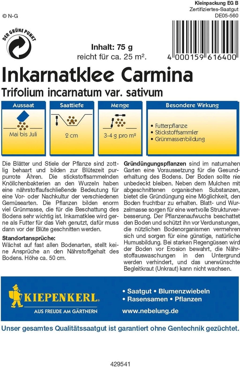 Inkarnatklee, 75 G