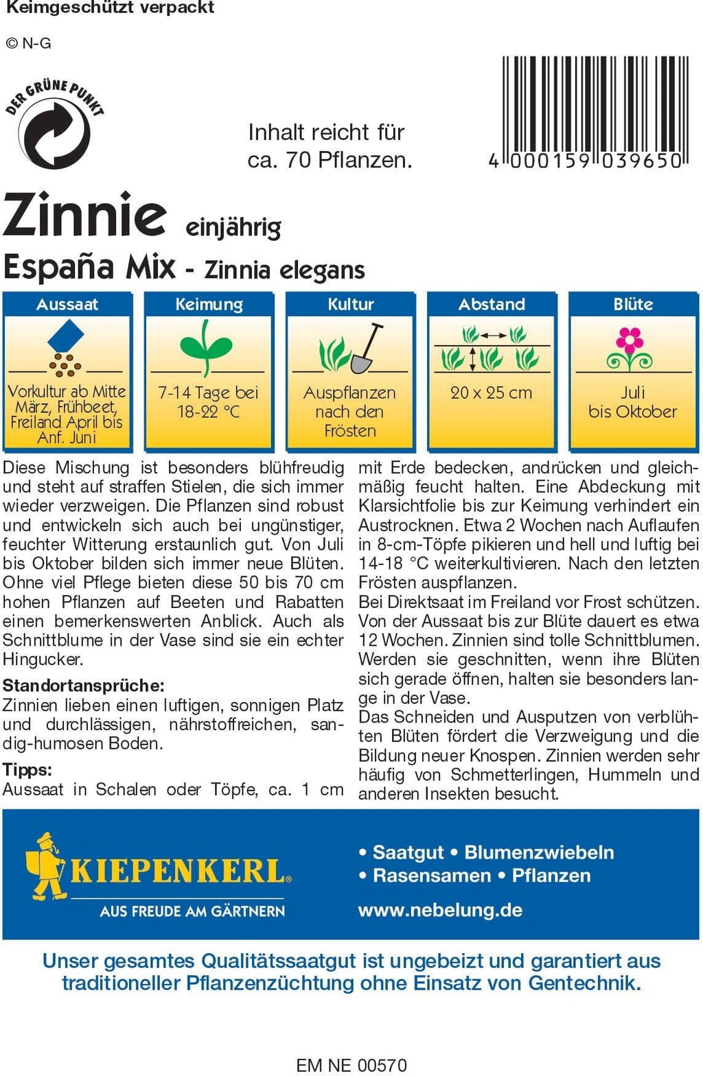  Zinnien "Espana Mix"