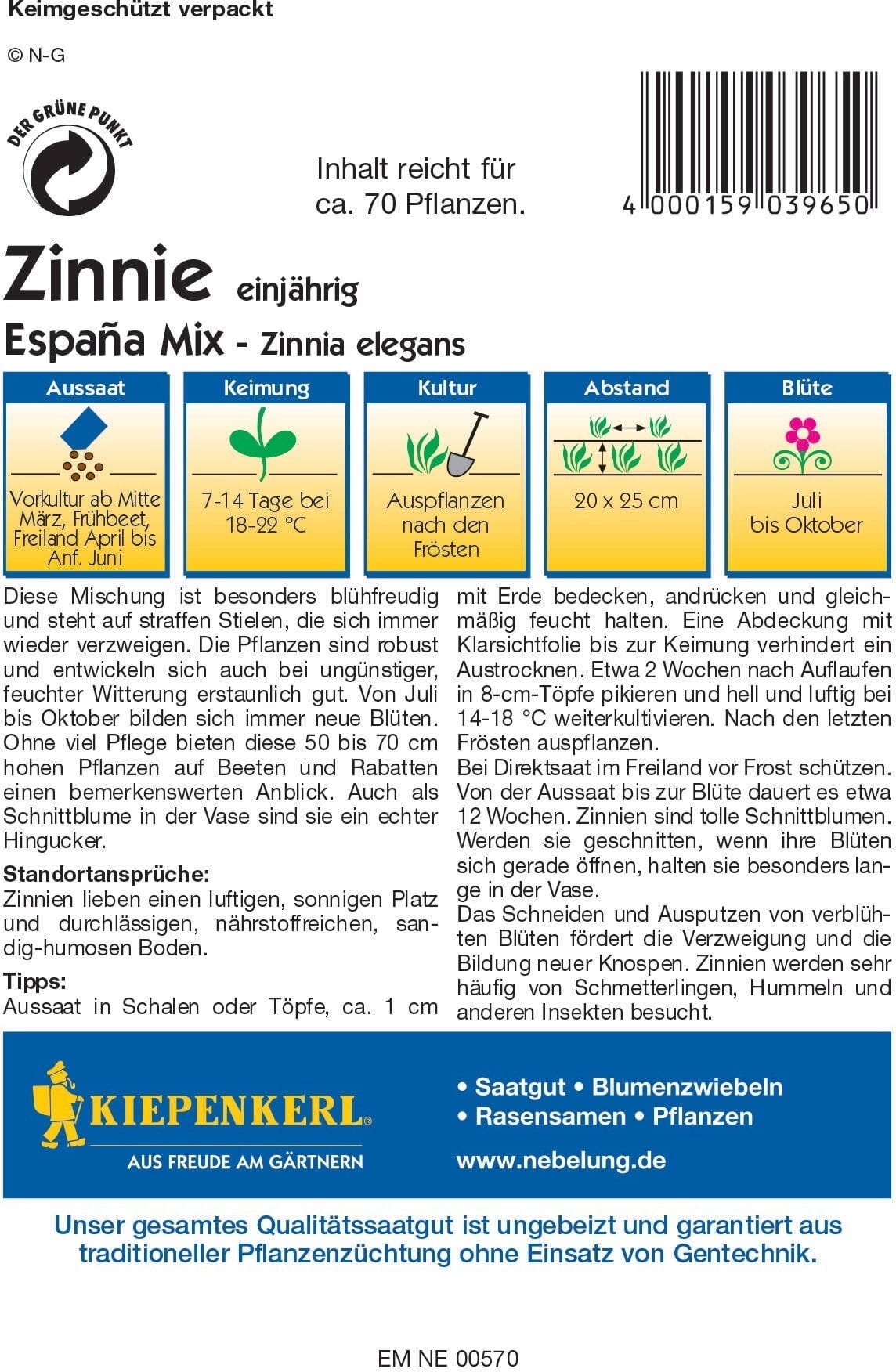  Zinnien "Espana Mix"