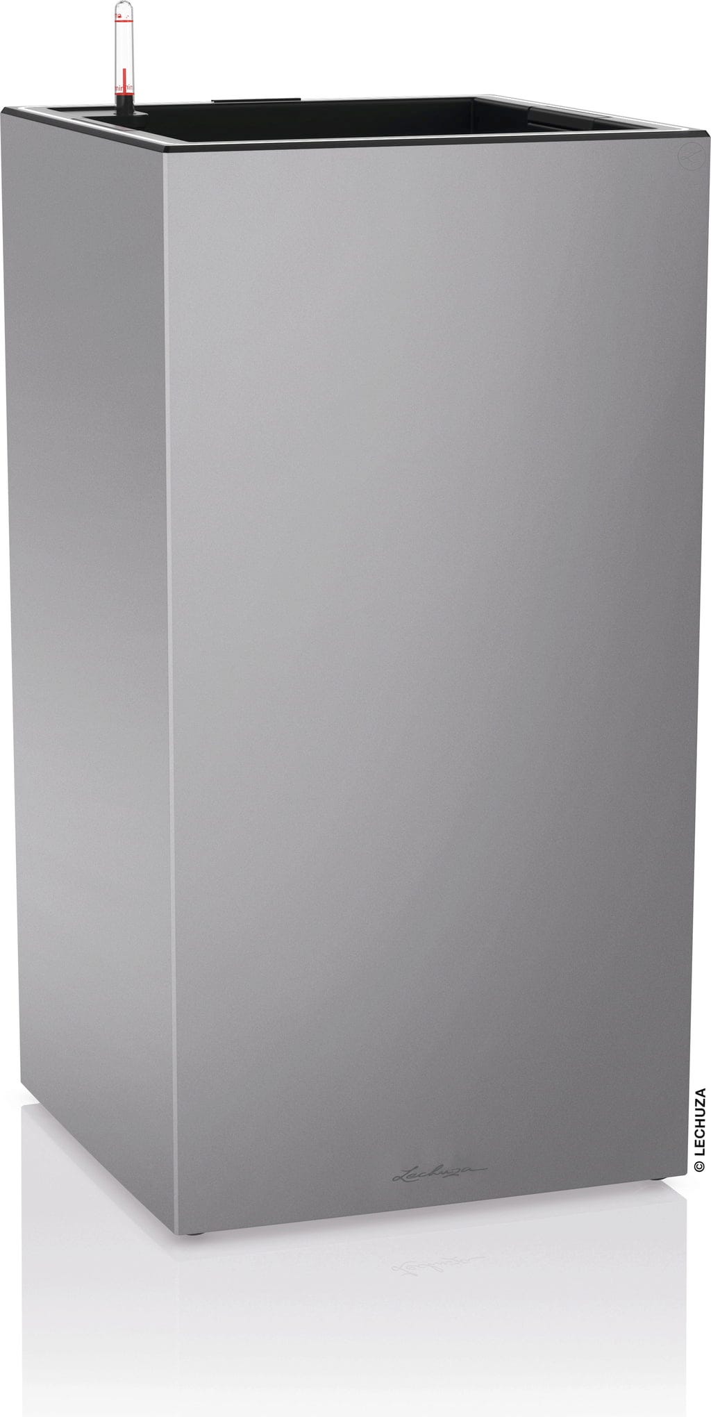 LECHUZA Pflanzgefäß CANTO Premium 40 High, LED, Silber Metallic