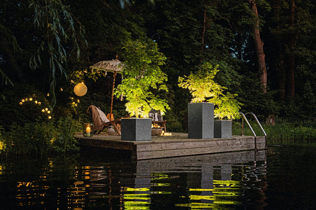 LECHUZA Pflanzgefäß CANTO Stone 30 LED Low, Steingrau