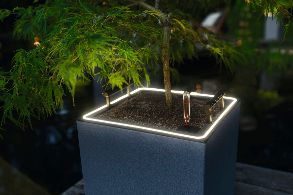 LECHUZA Pflanzgefäß CANTO Stone 40 LED Low, Graphitschwarz