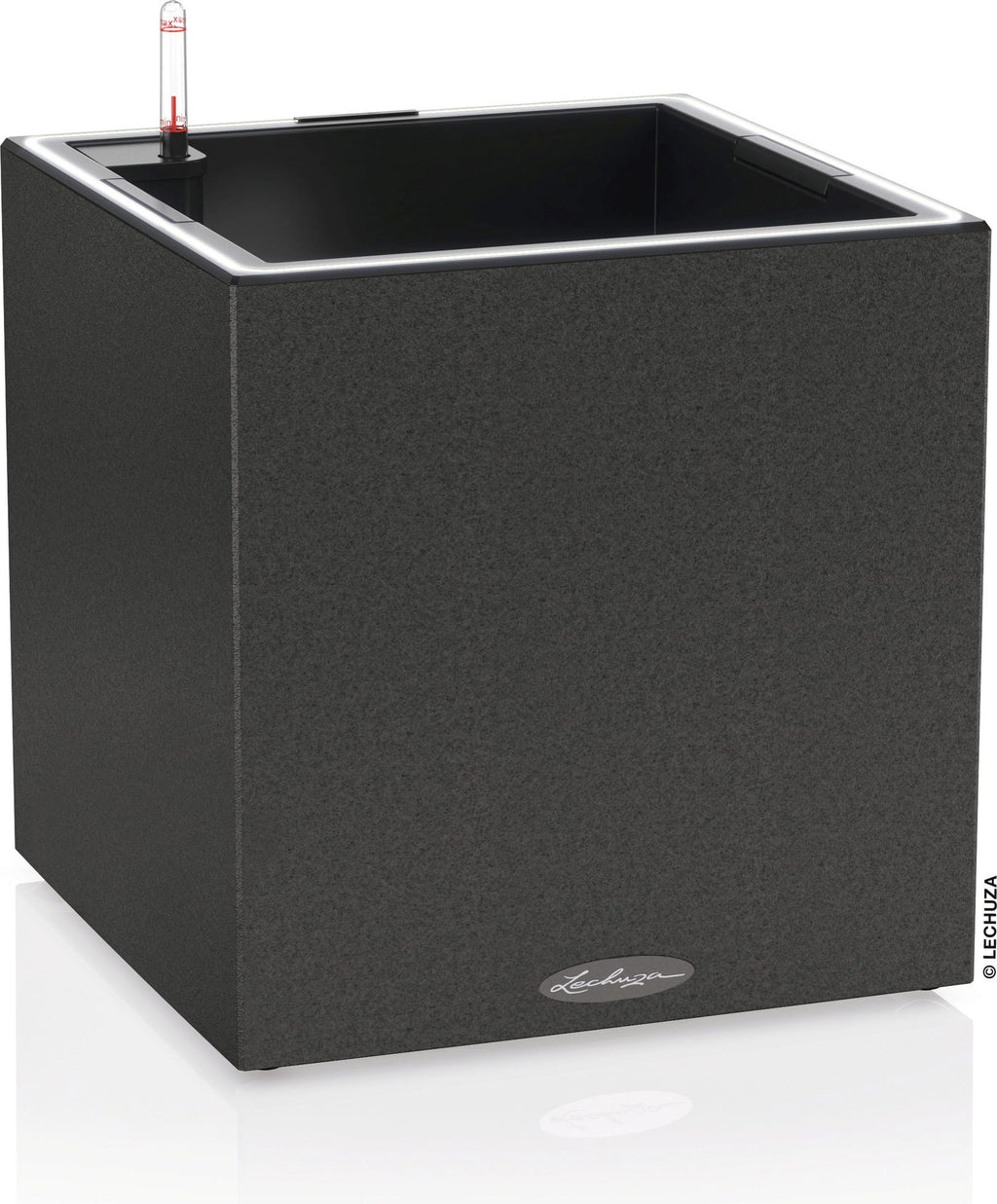 LECHUZA Pflanzgefäß CANTO Stone 40 LED Low, Graphitschwarz