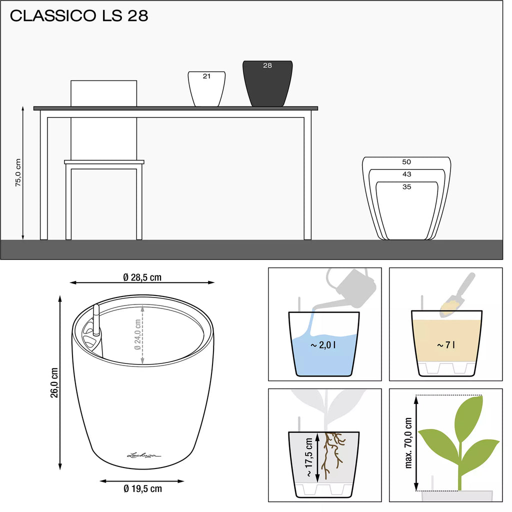 LECHUZA Pflanzgefäß CLASSICO Color LS 28, Sandbraun