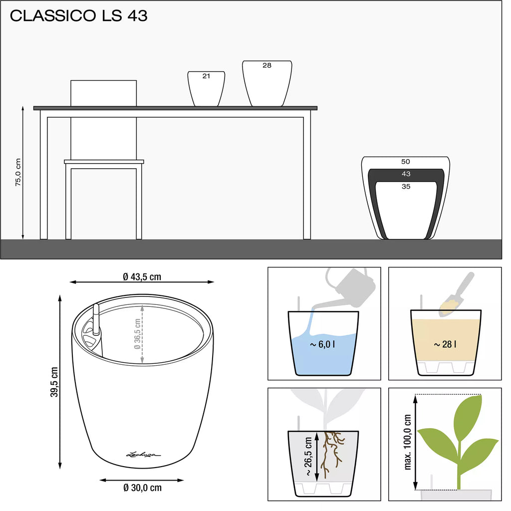LECHUZA Pflanzgefäß CLASSICO Color LS 43, Sandbraun
