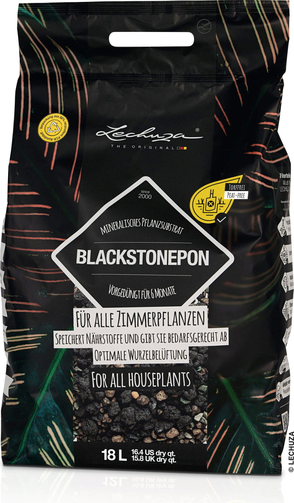 LECHUZA Substrat Blackstone-PON, 18 Liter