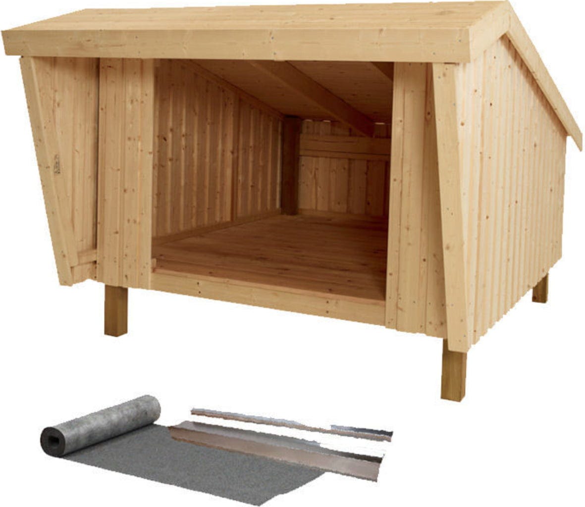 Plus Shelter - Unbehandeltes Holz | Inkl. Dachpappe & Aluleisten