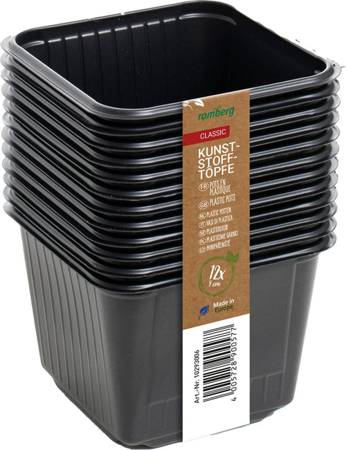  12 Kunststofftöpfe9 Cm Quadr., Schwarz