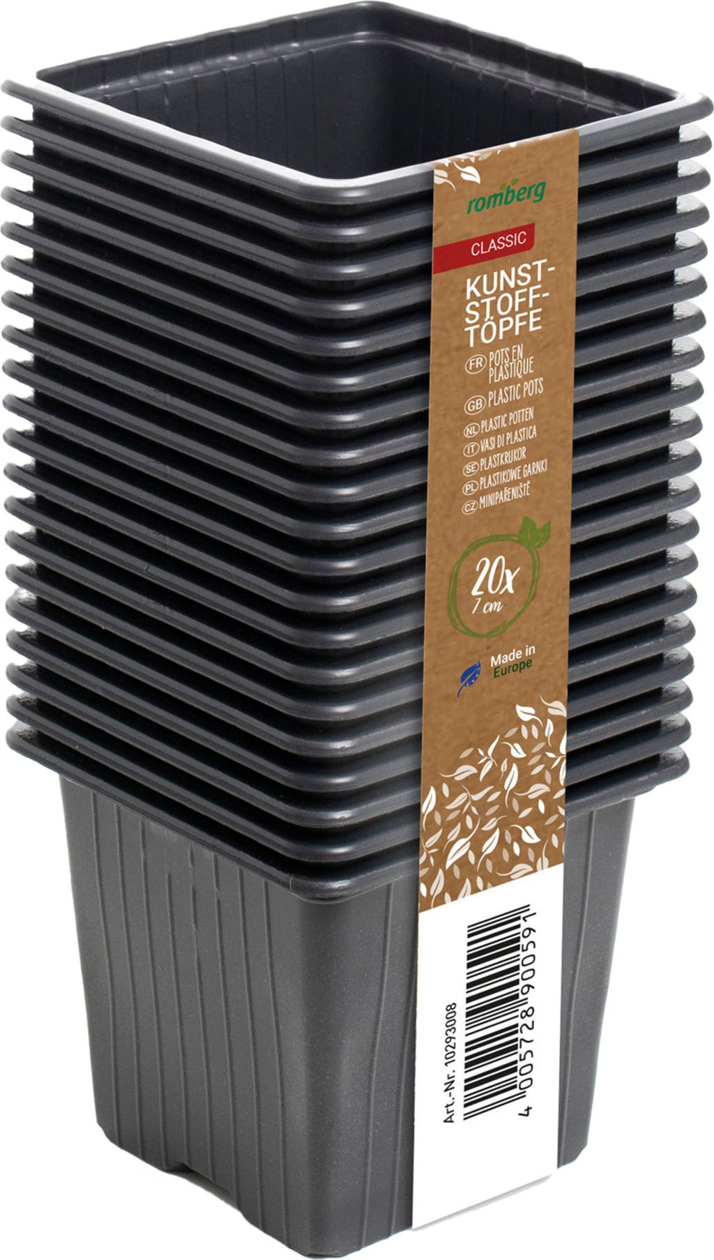  20 Kunststofftöpfe7 Cm Quadr., Schwarz
