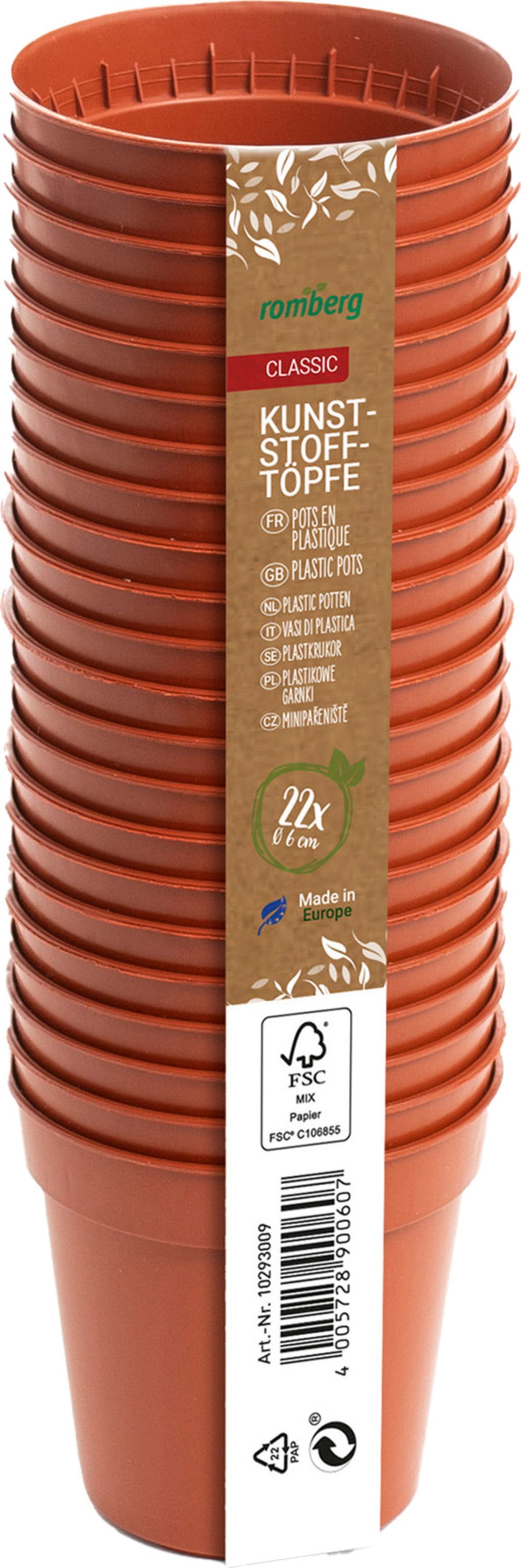  22 Kunststofftöpfe 5 Cm Rund - Terracotta