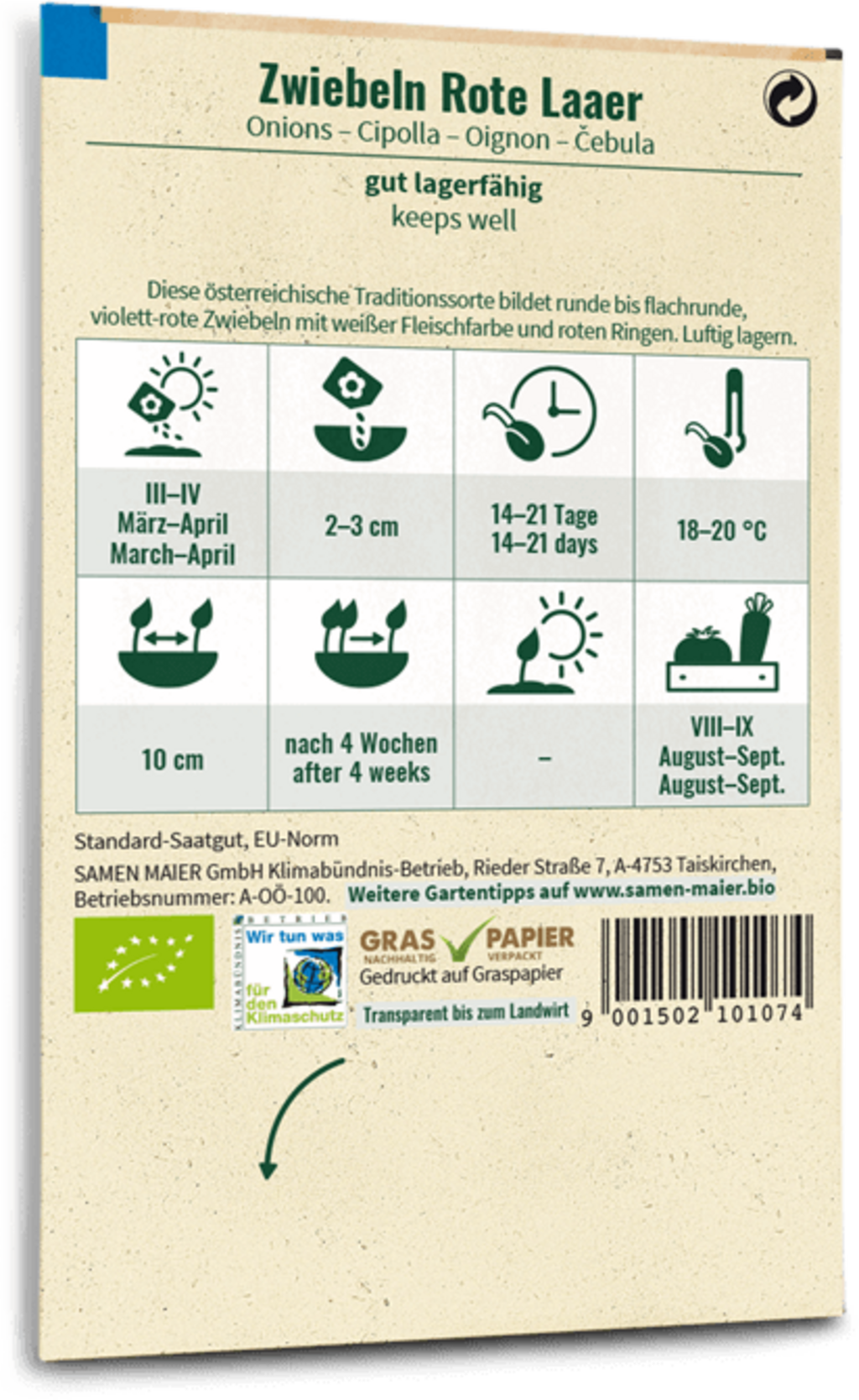  Bio Zwiebeln "Rote Laaer"