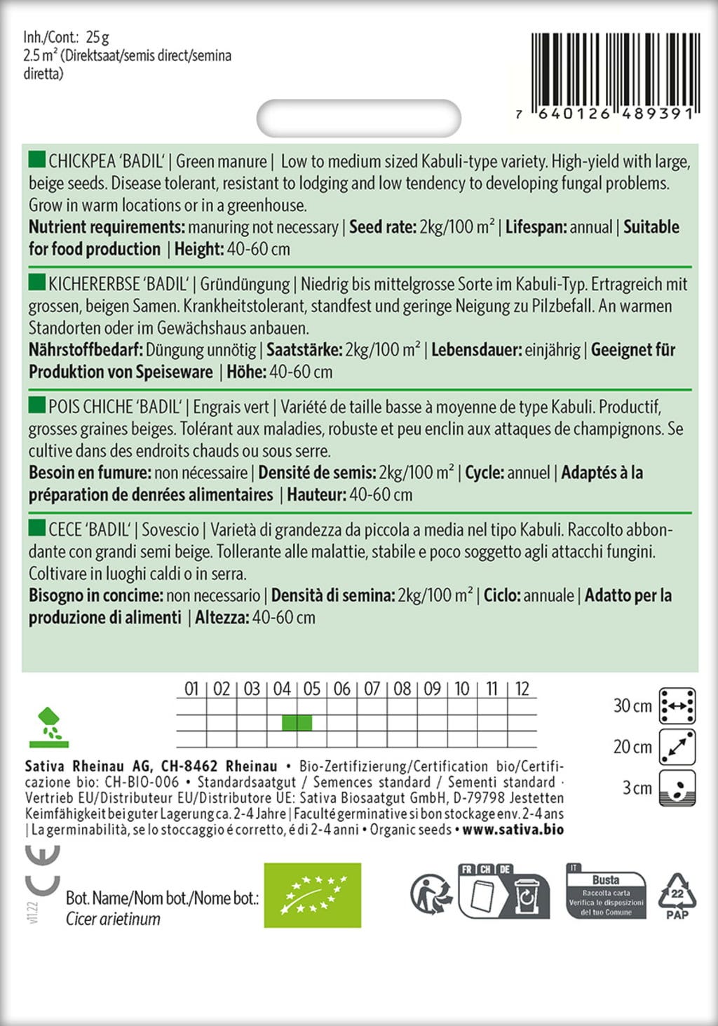  Bio Gründüngung "Kichererbse Badil"