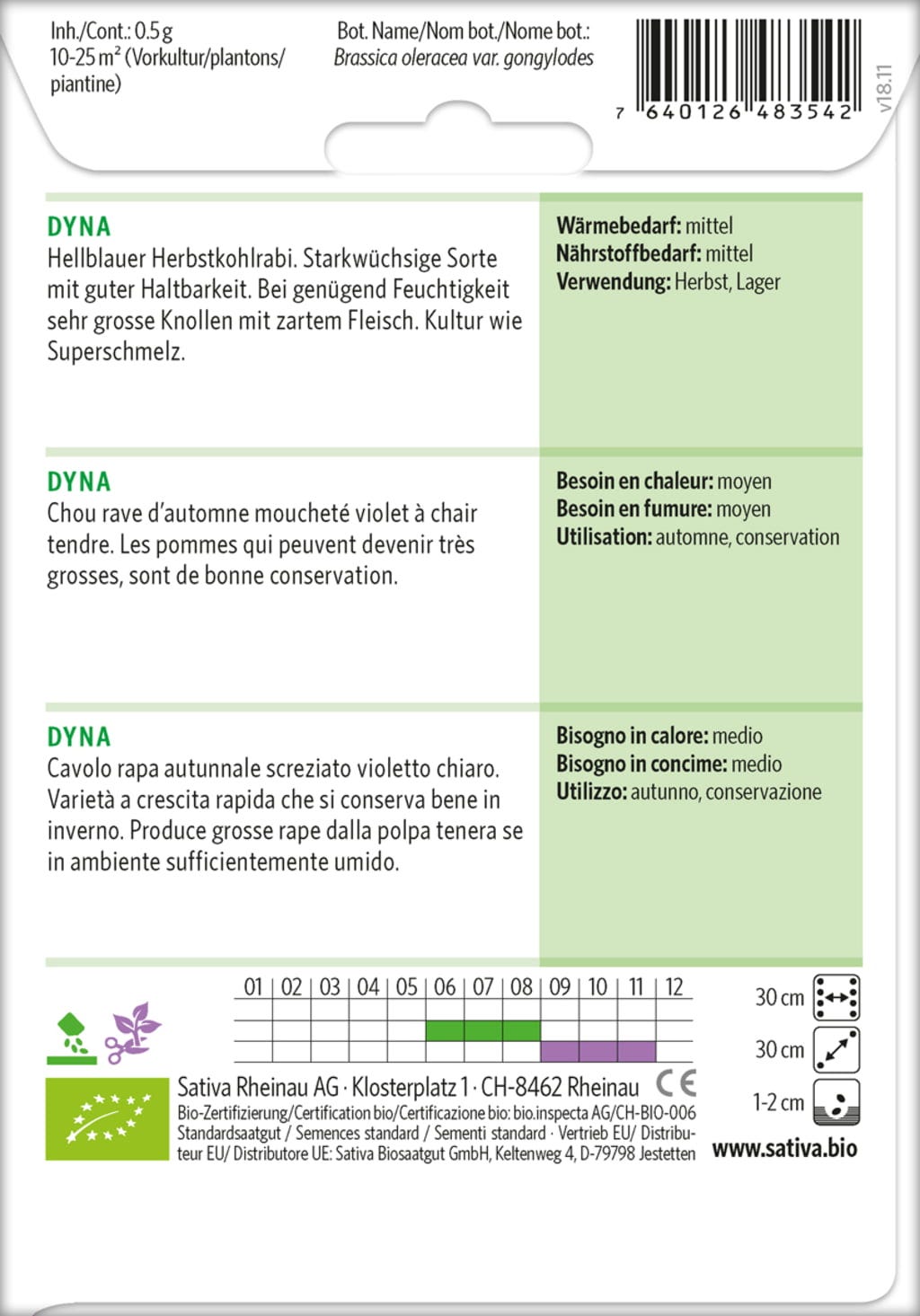 Bio Herbstkohlrabi Blau "Dyna"