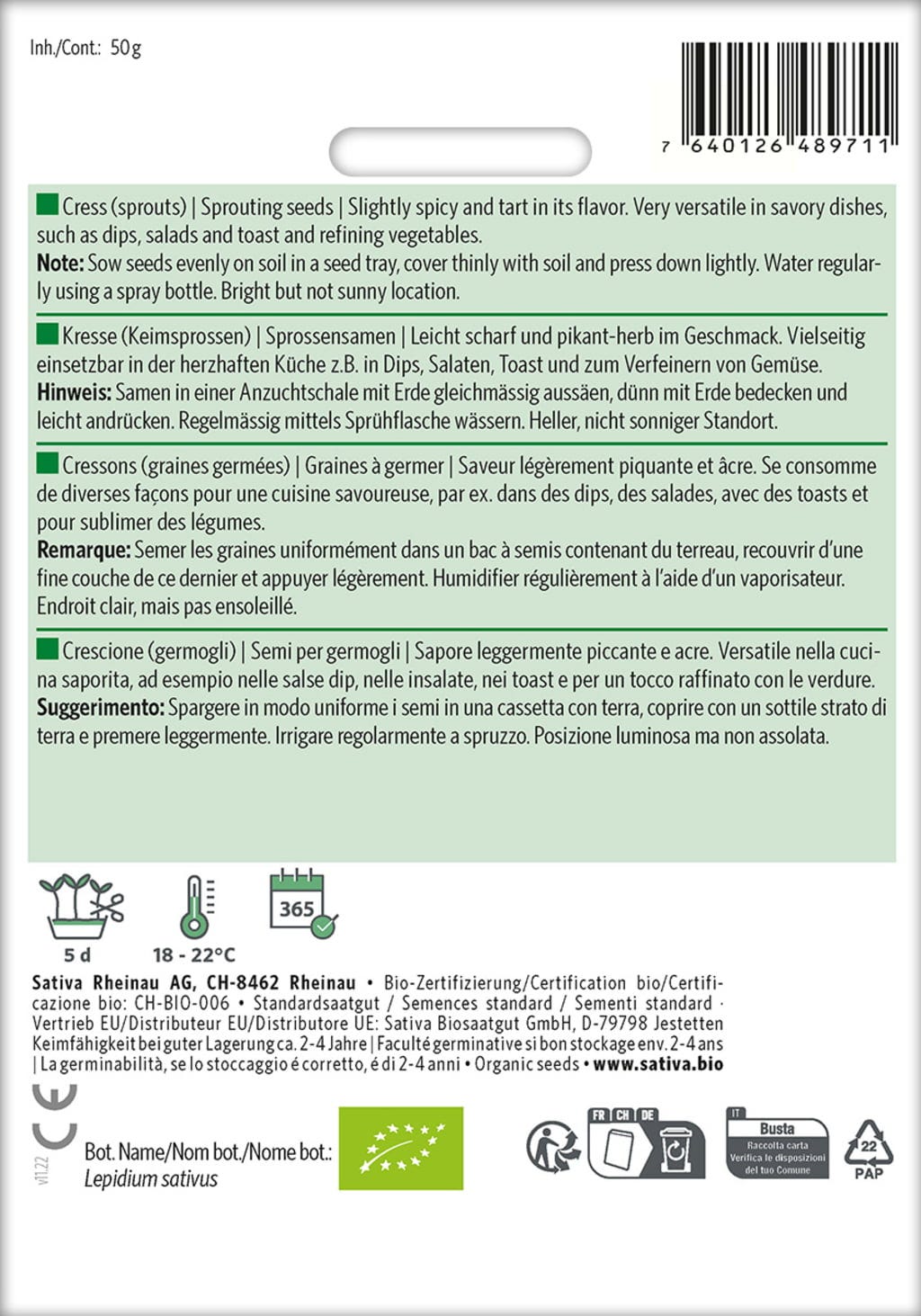  Bio Keimsprossen "Kresse"
