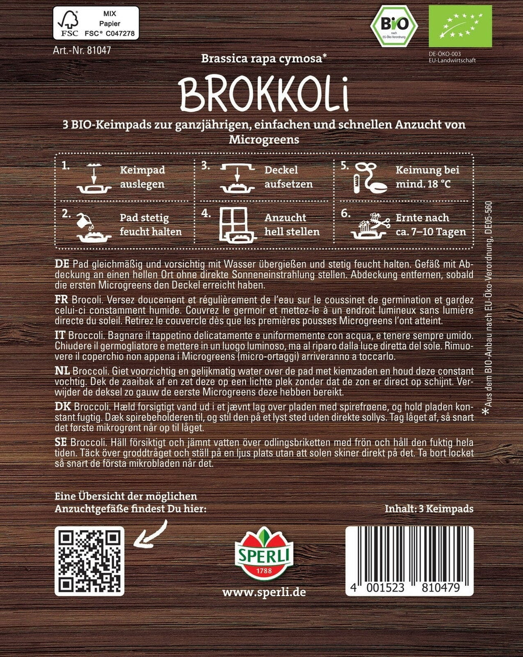  Bio Microgreen-Pads Brokkoli