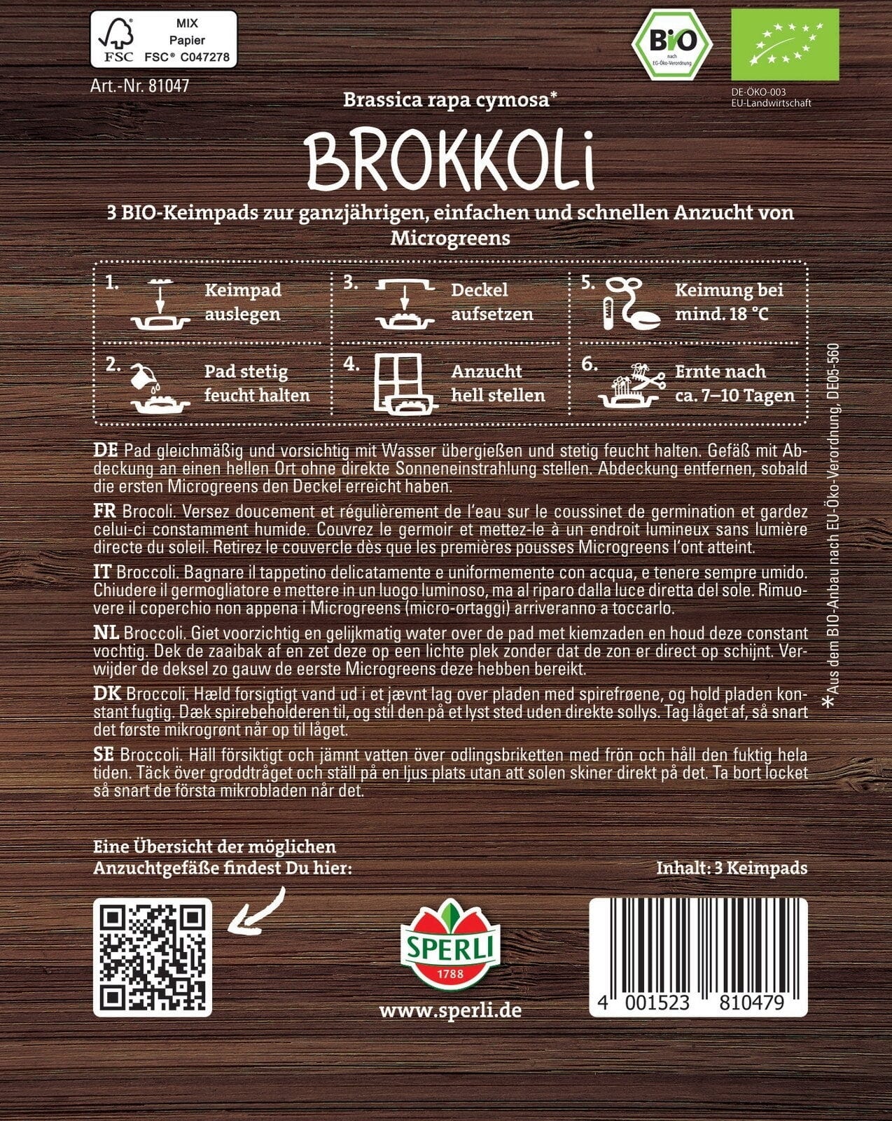  Bio Microgreen-Pads Brokkoli