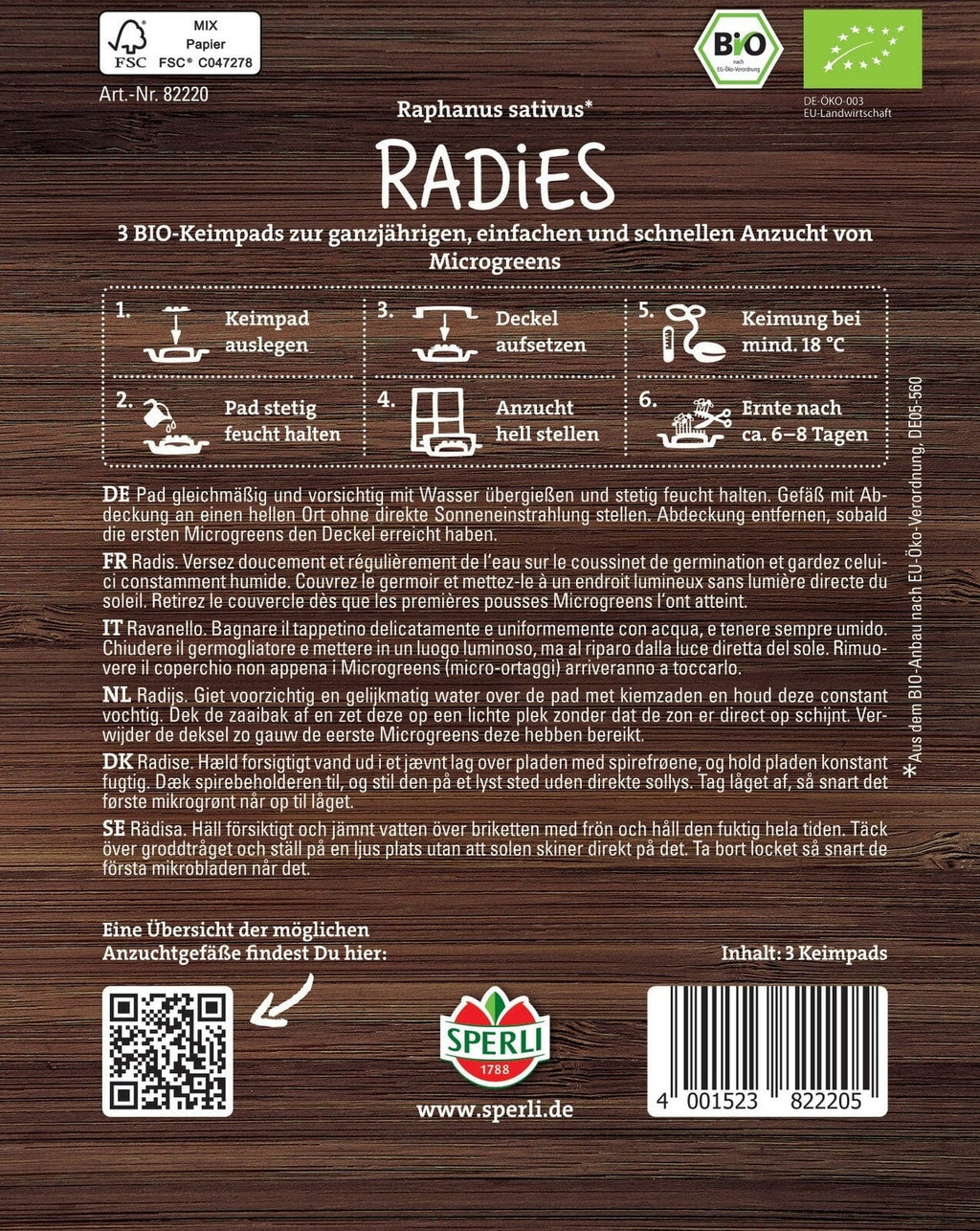  Bio Microgreen-Pads Radies