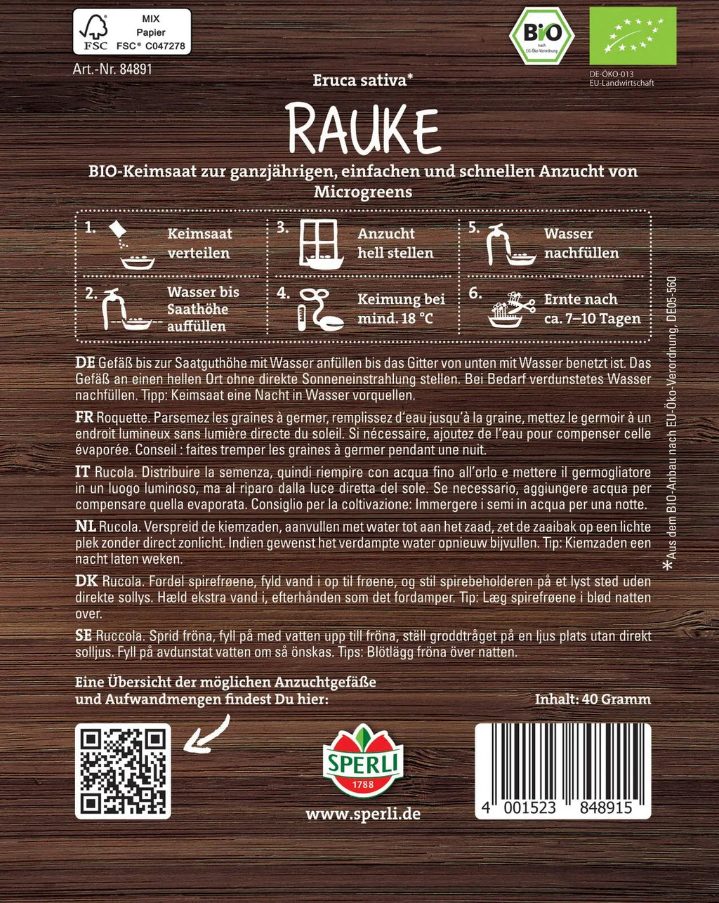  Bio Microgreen-Saat "Rauke"