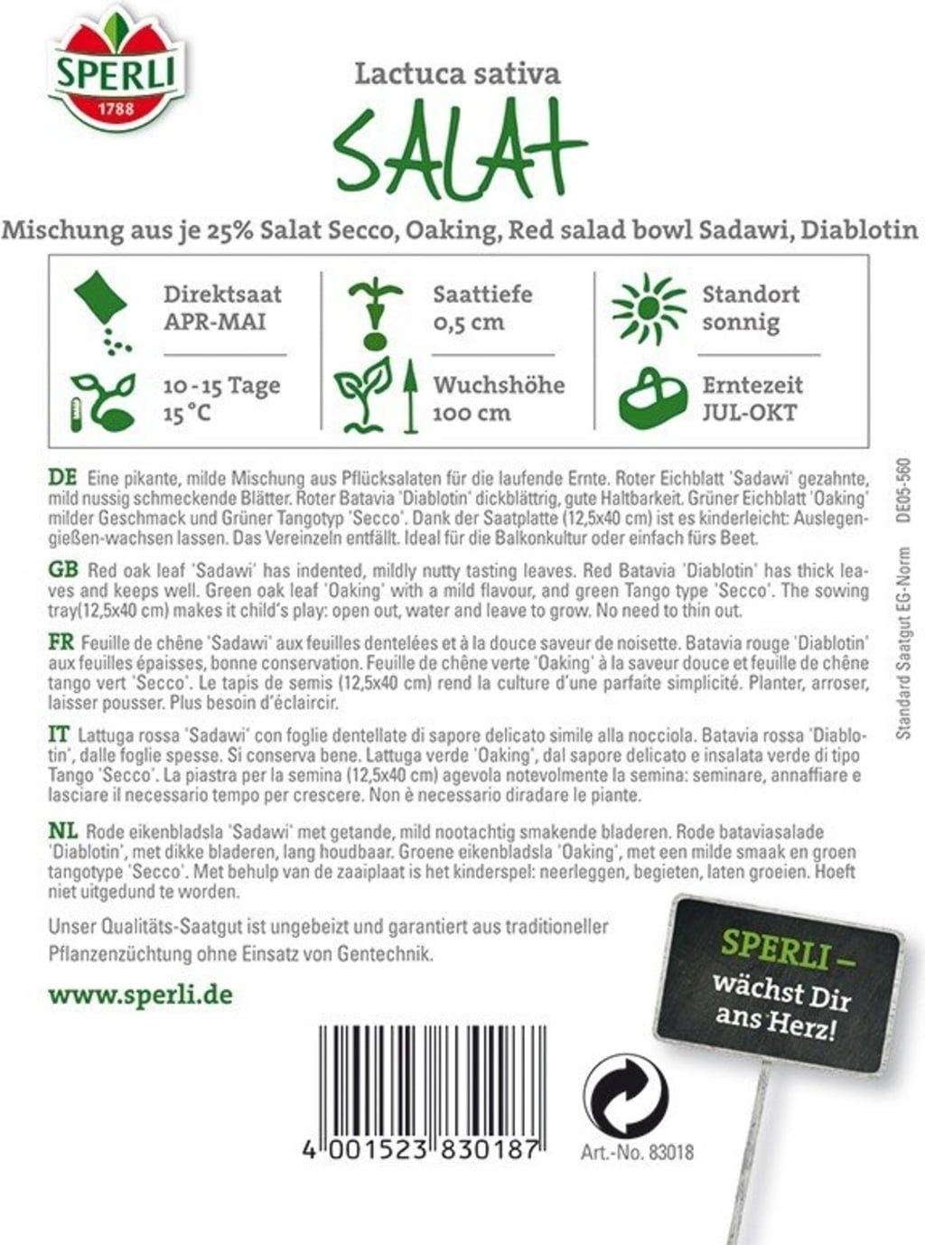  Mini-Salatmischung Babyleaf, 1 Saatscheibe