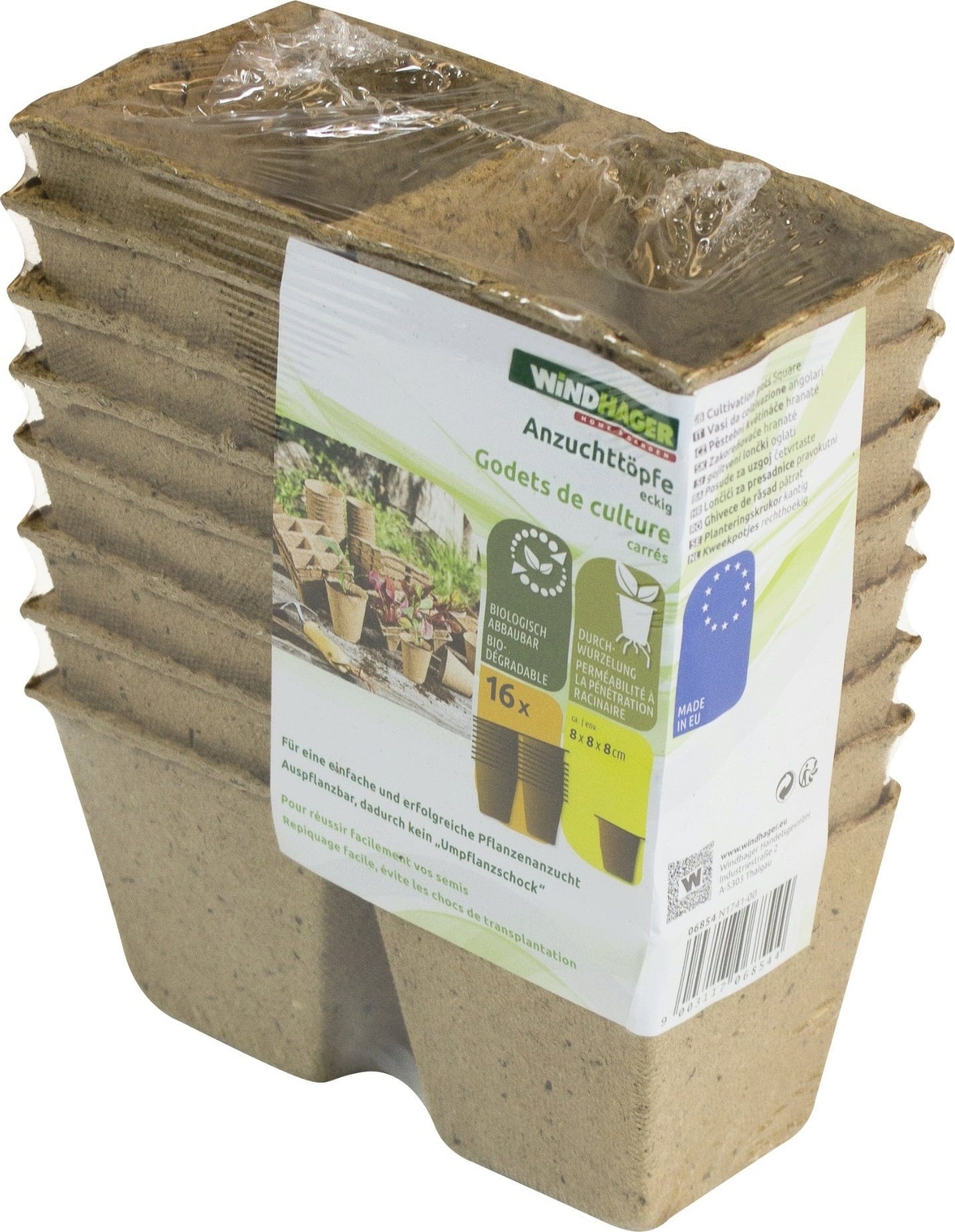 Windhager Anzucht-Töpfe 8 Cm Eckig, 16 Stück
